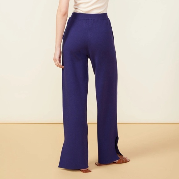 NWT Monrow Supersoft Sweater Knit Slit Navy Lounge Pants Size - Picture 5 of 5